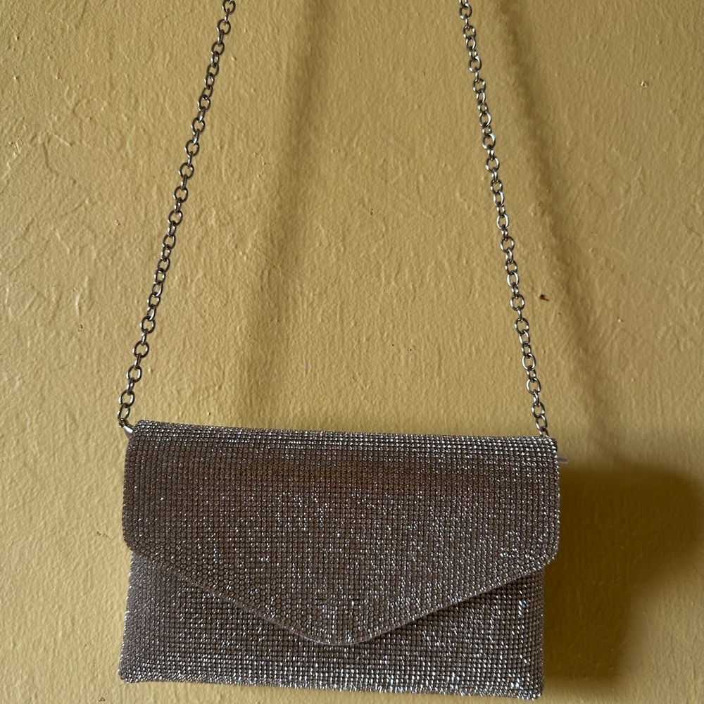 NWT sparkly silver clutch/crossbody bag